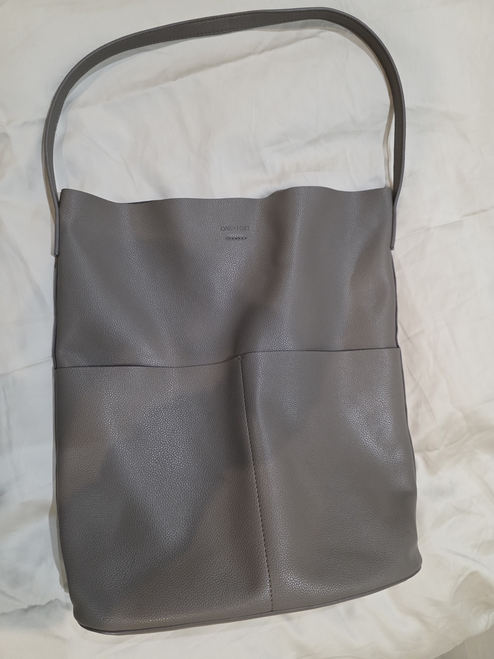 Oak + Fort Grey Leather Shoulder Tote